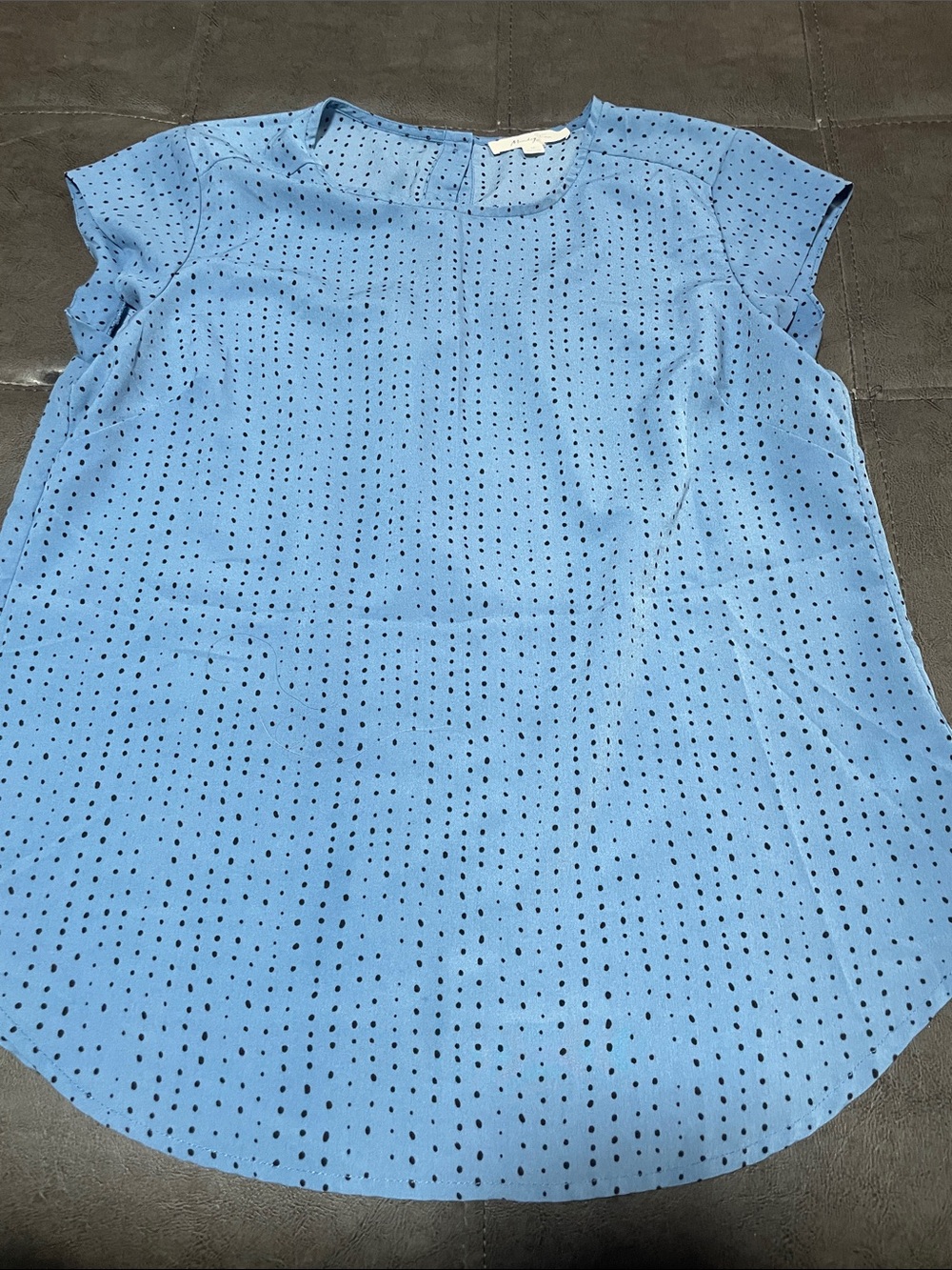 Women's Light Blue Eyelet Short Sleeve Blouse